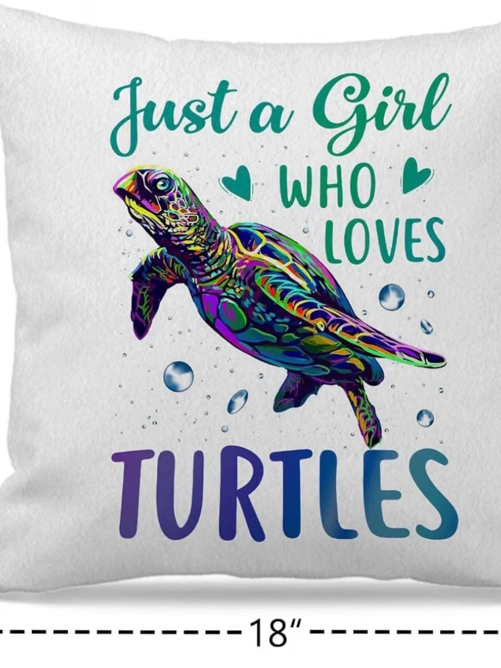 Turtle Throw Pillow Cover with Colorful Multicolor Turtle 🐢